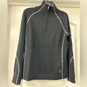Smartwool 1/4 Zip Base Layer Womens Large Merino Wool Dark Gray Ski Snow Hiking